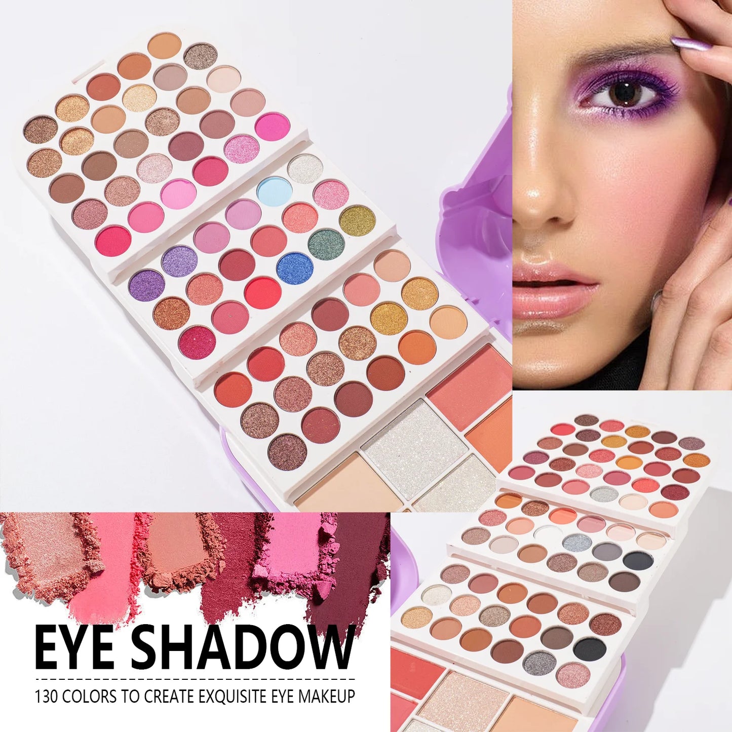 Miss Rose Makeup Travel Case Makeup Plate Eye Shadow Powder Blusher Set One High Gloss Powder Lasting Makeup With Mirror