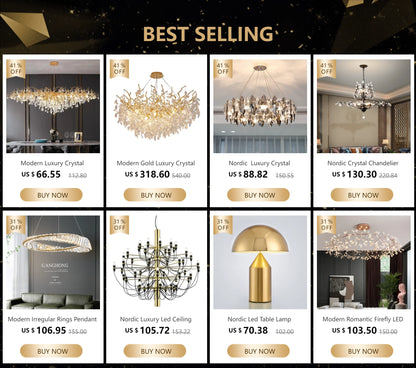 Nordic Designer Luxury Ceiling Chandeliers Modern LED Crystal Pendant Lights for Bedroom Living Room Light Fixtures