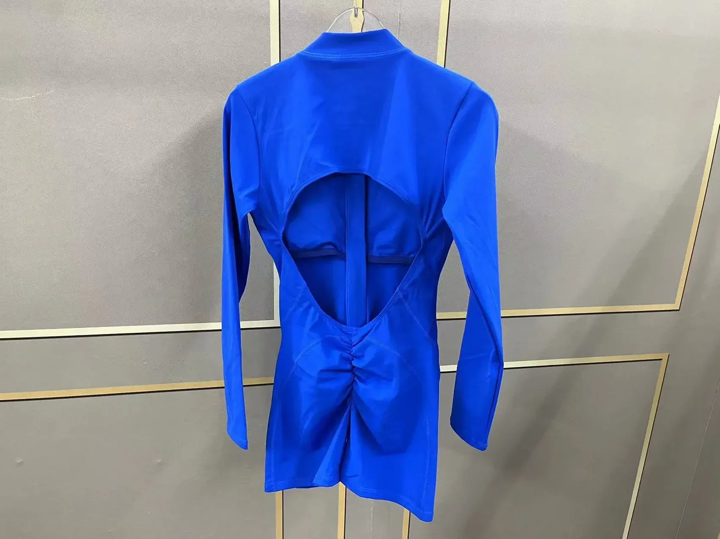 Seamless Yoga Zipper Jumpsuits Sports Fitness Beauty Back Hip-Lifting Long-Sleeved One-Piece Workout Gym Bodysuits for Women