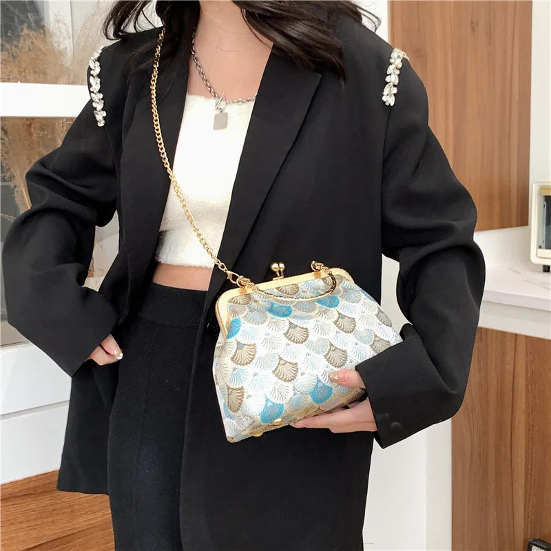 Luxury High Design Women Evening Bag Brand Party Banquet Glitter Bag for Ladies Wedding Clutch Handbag Shoulder Bag Chain Bolsas