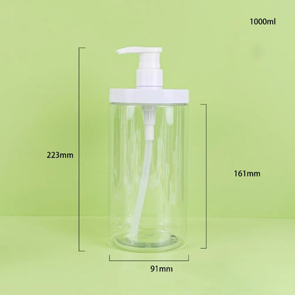500/1000ml Pump Bottle Dispenser Wide Mouth Clear Shower Soap Dispenser Refillable PET Storage Bottle