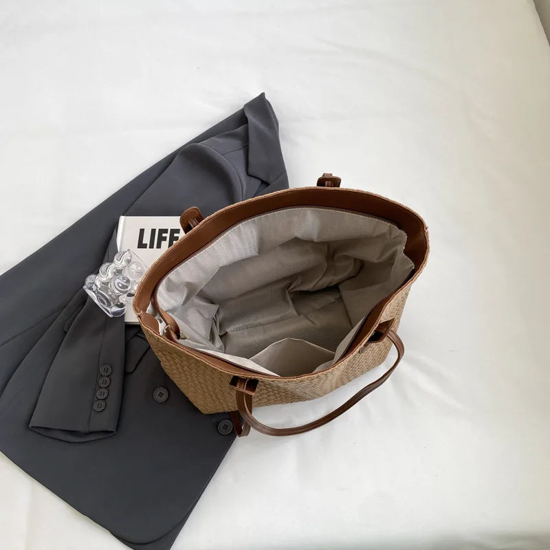 Autumn and Winter Trendy Vintage Rhombic Woven Shoulder Bags Large Capacity Underarm Bag Daily Commuting Bag Casual Handbags