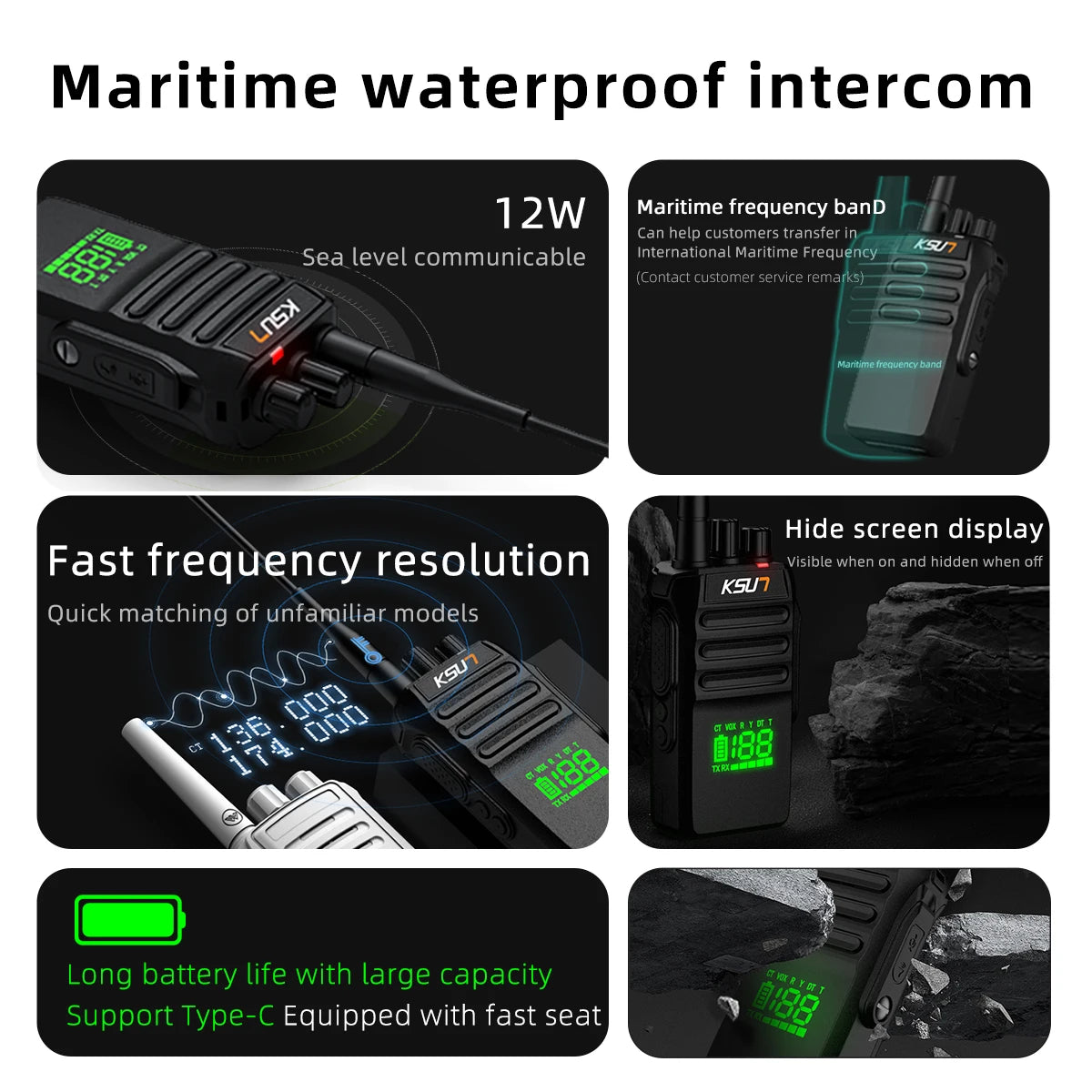 Radio Walkie Talkie Largo Alcance Professional Waterproof VHF Marine Amateur Radio Receiver Station For Boat  kayaks KSUN P88