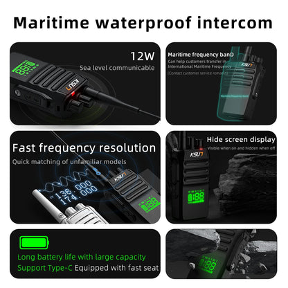 Radio Walkie Talkie Largo Alcance Professional Waterproof VHF Marine Amateur Radio Receiver Station For Boat  kayaks KSUN P88