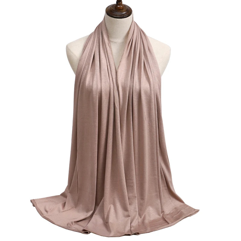 Womens Muslim Ramadan Fashion Modal Cotton Jersey Hijab Womens High Quality Solid Color Soft Hijab Long African Scarf