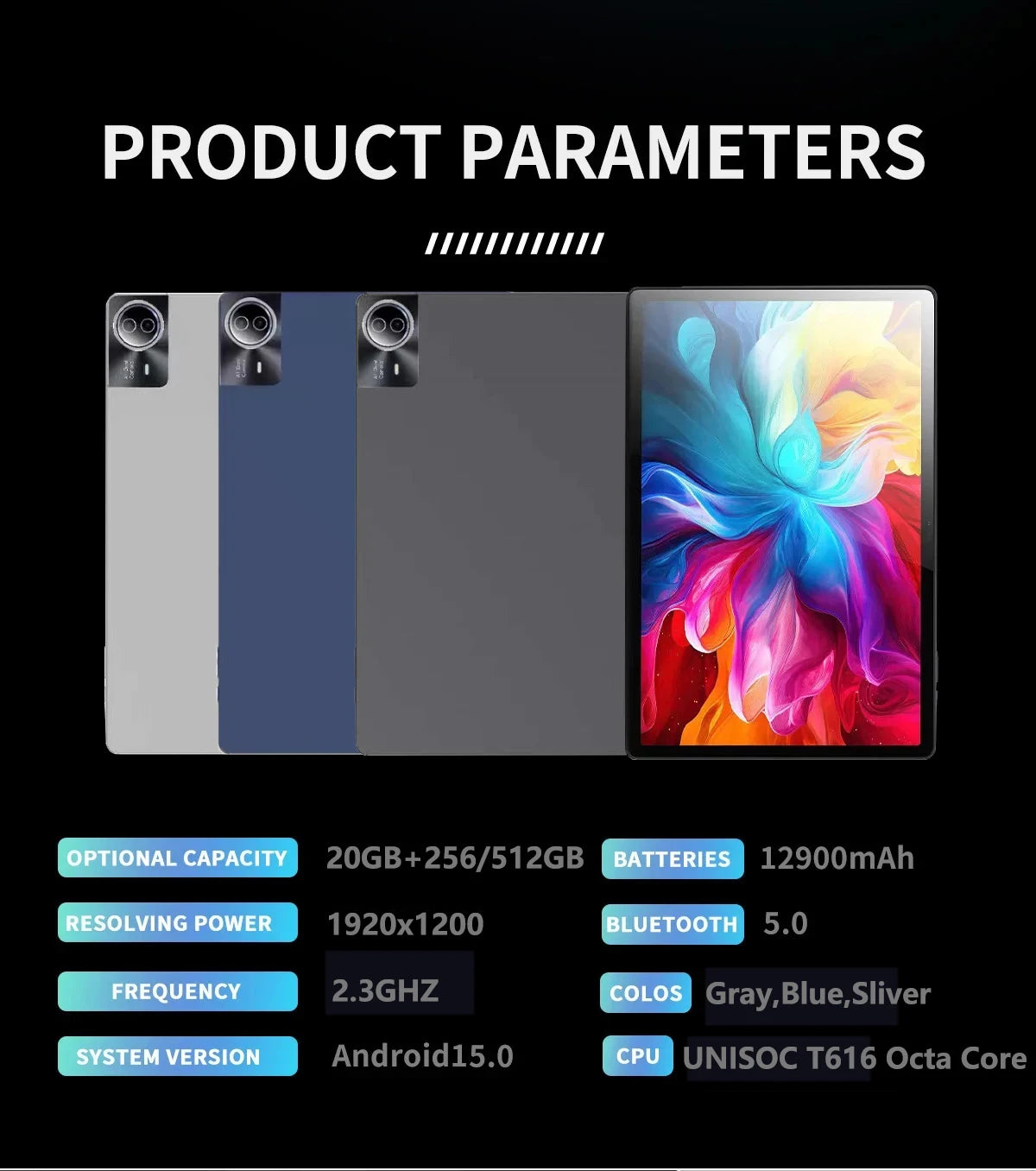 2026 High Defined Android 15 Tablet 14 inch Tablet PC 20GB 512GB 12900mAh Phone Call BT5.0 5G WiFi GPS Google Play Laptop Pads