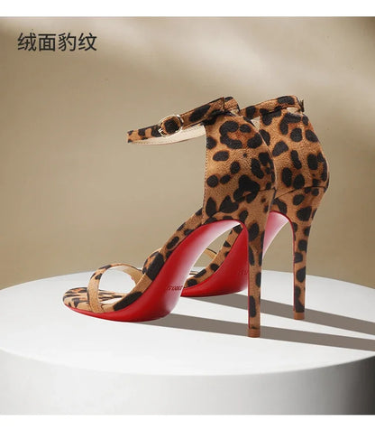 Sandals, Women's Summer New High Heels, Women's Slim Heels, Sexy and Fashionable, Golden Open Toe Straight Strap Sandals
