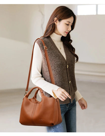 Authentic Leather Tote Bag Luxury Large Capacity Women's Single Shoulder Diagonal Crossbody Bags Fashion Simple Female Handbag