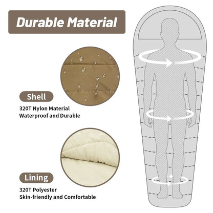 Naturehike MJ600 Sleeping Bag Portable Waterproof 4 Season Cotton Sleeping Bag Outdoor Hiking Travel Camping Sleeping Bag