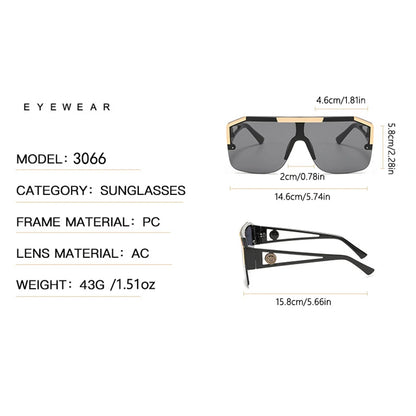 2PCS New Lion Head Integrated Sunglasses Trendy Large Frame Sunglasses Female Personalized Hollow Leg Sunglasses 6922