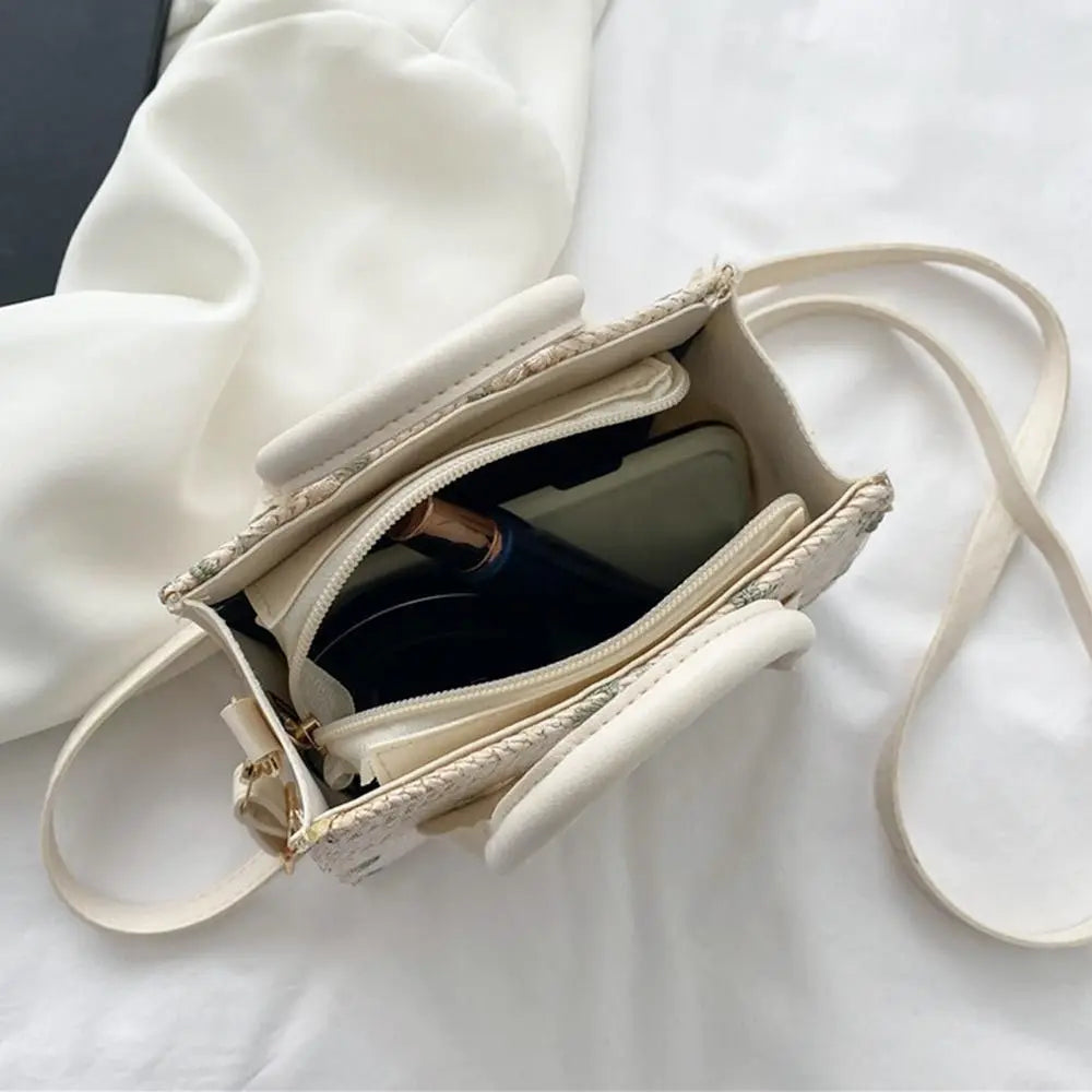 Fashion Women Summer Straw Bag Girls Shoulder Bags Casual Handbag Solid Color Crossbody Bags