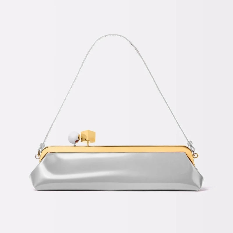 Luxury Designer Clip Handbag Purses for Ladies Long Clutch Bag with Removable Shoulder Strap Women's Fashionable Baguette Bag
