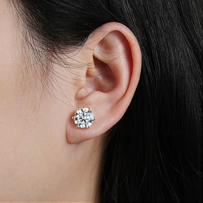 Lnngy 0.5ct-3ct D-Color Moissanite Stud Earring 14k Gold Filled Lab Created Imitation Diamond Earrings For Women Gilrs Jewelry