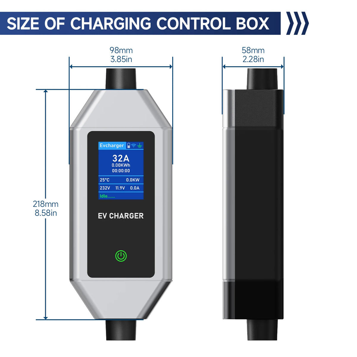 Portable EV Charger 7KW Fast Charging Cable Type2 IEC62196-2 32A with CEE Plug Type1 J1772 WiFi APP Bluetooth Remote Control