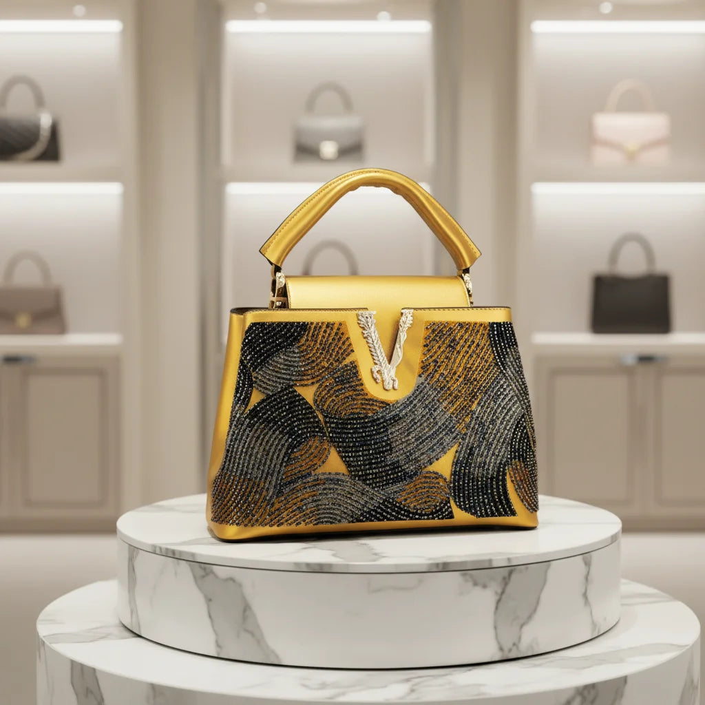 2026 Fashion Ladies Luxury Women's Bag High Quality Unique Bead-embellished Female Bag Cover Bucket Shape Designer Handbag 28 cm