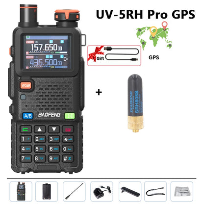 Baofeng UV-5RH Pro GPS Walkie Talkie 10W High Capacity Type-C Charger Falling Alarm NOAA Weather Channel 640CH Upgrade of UV-5RM