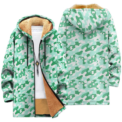 Winter Cozy Camouflage Fleece-Lined Hooded Jackets Warm Tactics Style Coats Faux Fur Outdoor Camping Casual Streetwear Fashion