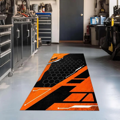 VIKAMA Cool Mecha Motorcycle Display Rug: Durable, Stain-Resistant Hallway and Aisle Mat for Motorcycle Parking and Home Decor