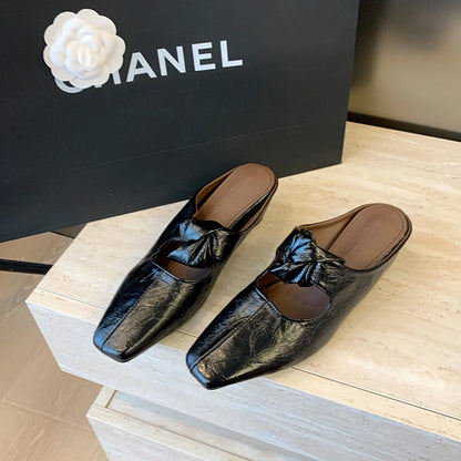 Women Heeled Sandals Slingback Mules Leather Shoes Summer Slippers 2026 Luxury Mary Jane Shoes Comfort Flip Flops Mujer Slides