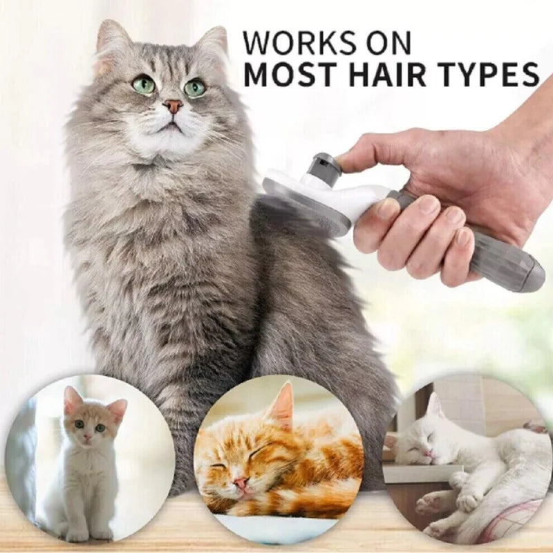 Pets Grooming Brush Self-Cleaning Dog &   Cat Hair Remover Deshedding Massage Comb