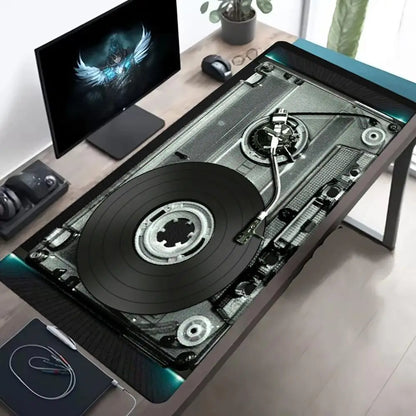 DJ Turntable Mixer Controller Music Pattern Print MousePad Large Gaming Mousepads Non-slip Laptop Tablet Mat PC Soft Pad Playmat