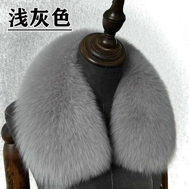 Natural Fox Fur Collar Removable Real Fur Square Collar for Coat Fashion Accessory for Women down Jacket Large Scarf Scarves