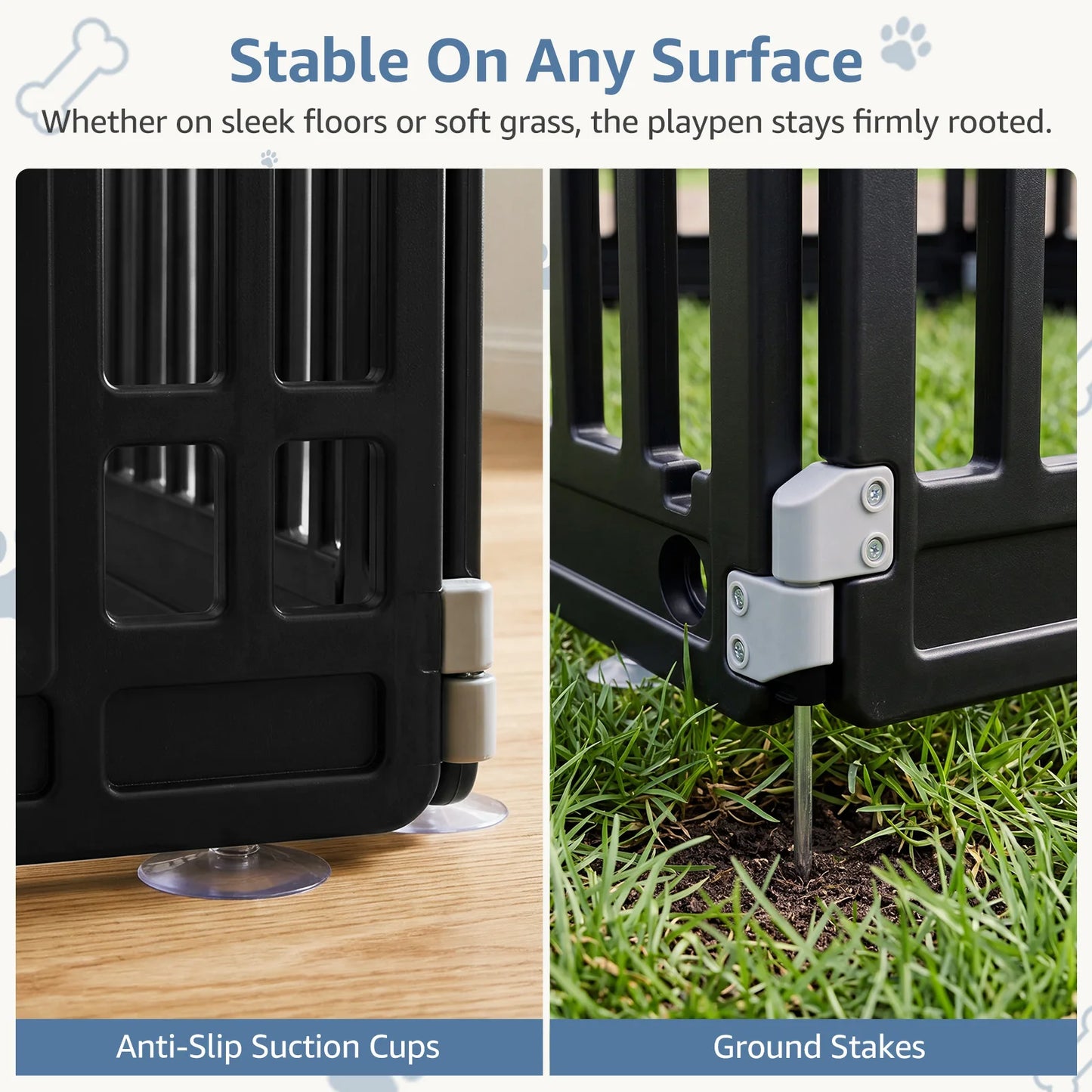JHK 8 Panel Plastic Dog Playpen 24IN Expandable Durable Pet Fence for Medium Dogs Indoor Outdoor Folding Portable Puppy Playpen