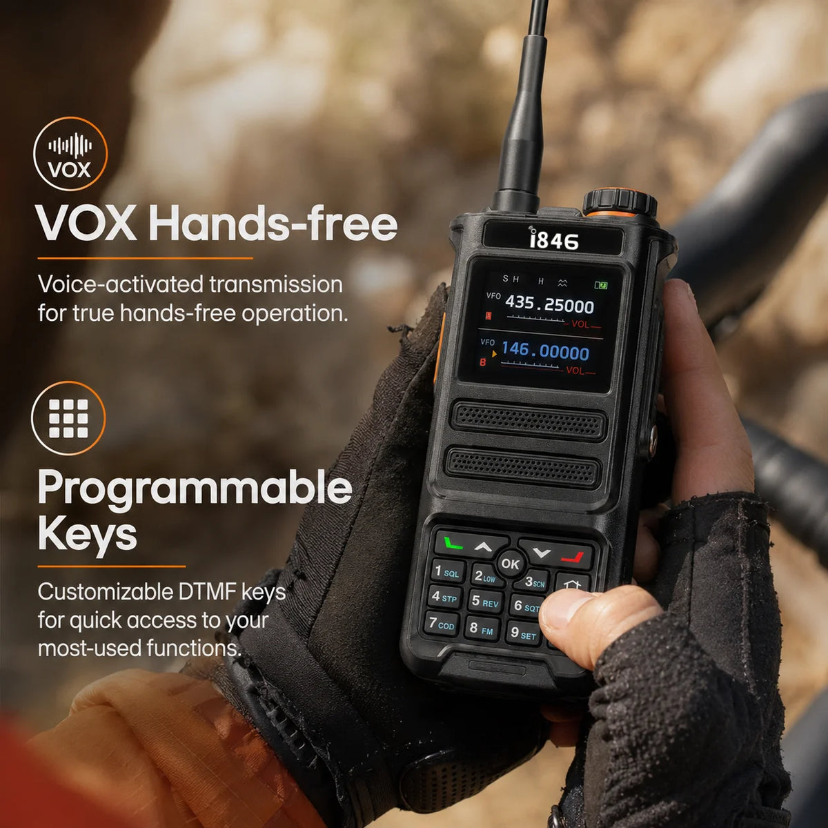10W Walkie Talkie IP68 Waterproof Two Way Radio 100-600MHz Long Range with LED Display & Flashlight for Outdoor Hunting
