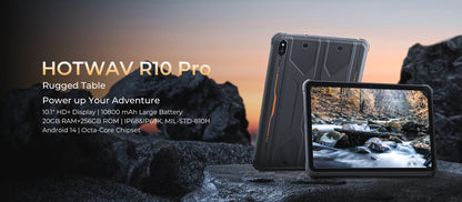 HOTWAV R10 Pro Rugged Tablet 10800mAh Massive Battery 10.1'' HD+ Display Octa-core Pad Android 14 8GB/16GB Expansion RAM 256GB ROM 13MP + 5MP Camera 4G Global Tablet PC