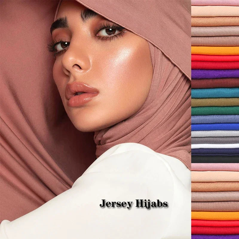 Womens Muslim Ramadan Fashion Modal Cotton Jersey Hijab Womens High Quality Solid Color Soft Hijab Long African Scarf