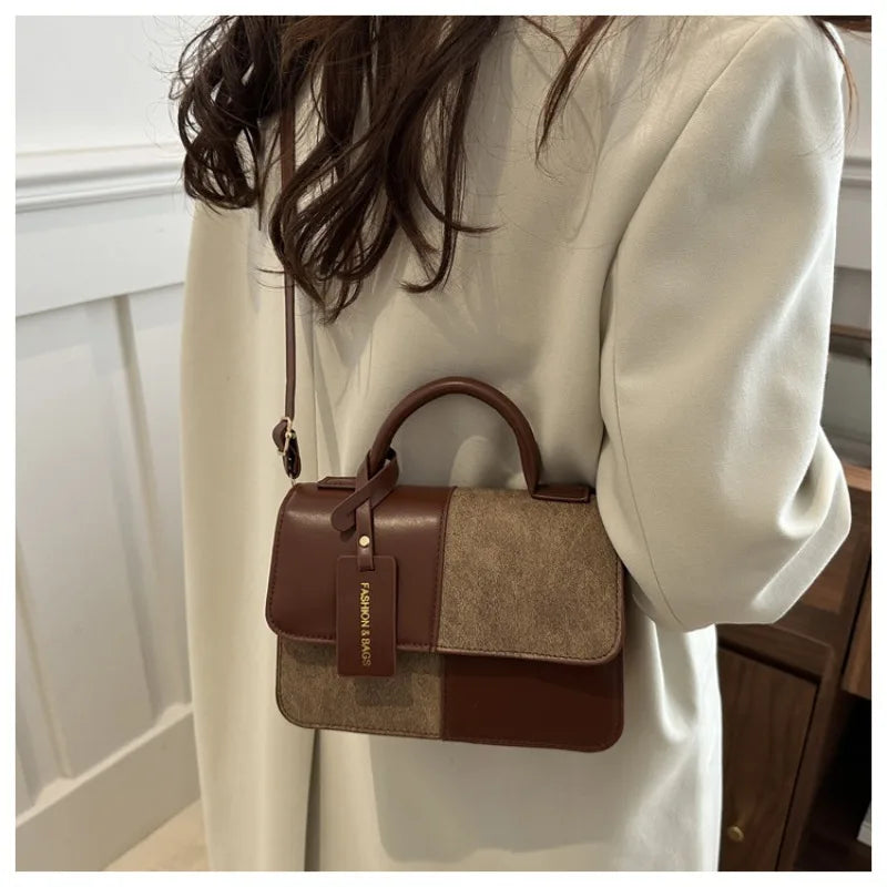 Elegant Women's Handbag Crossbody Shoulder Bag, Snap Closure Tote Bag, Everyday Accessory, Geometric Pattern, Fashion Lovers