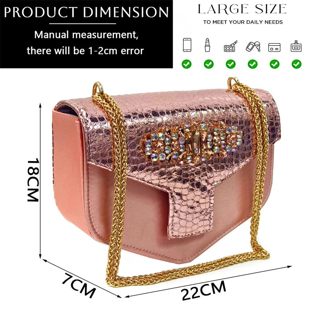 2024 Italian Design Rhinestone-encrusted Ladies Party Shoes And Special Bag High Heels And Dual Purpose Bag Women's Shoes
