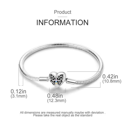 925 Sterling Silver Heart Love Snake Chain Bracelet Infinite Knot Butterfly For Women Fit Original Charms Beads Jewelry Gift