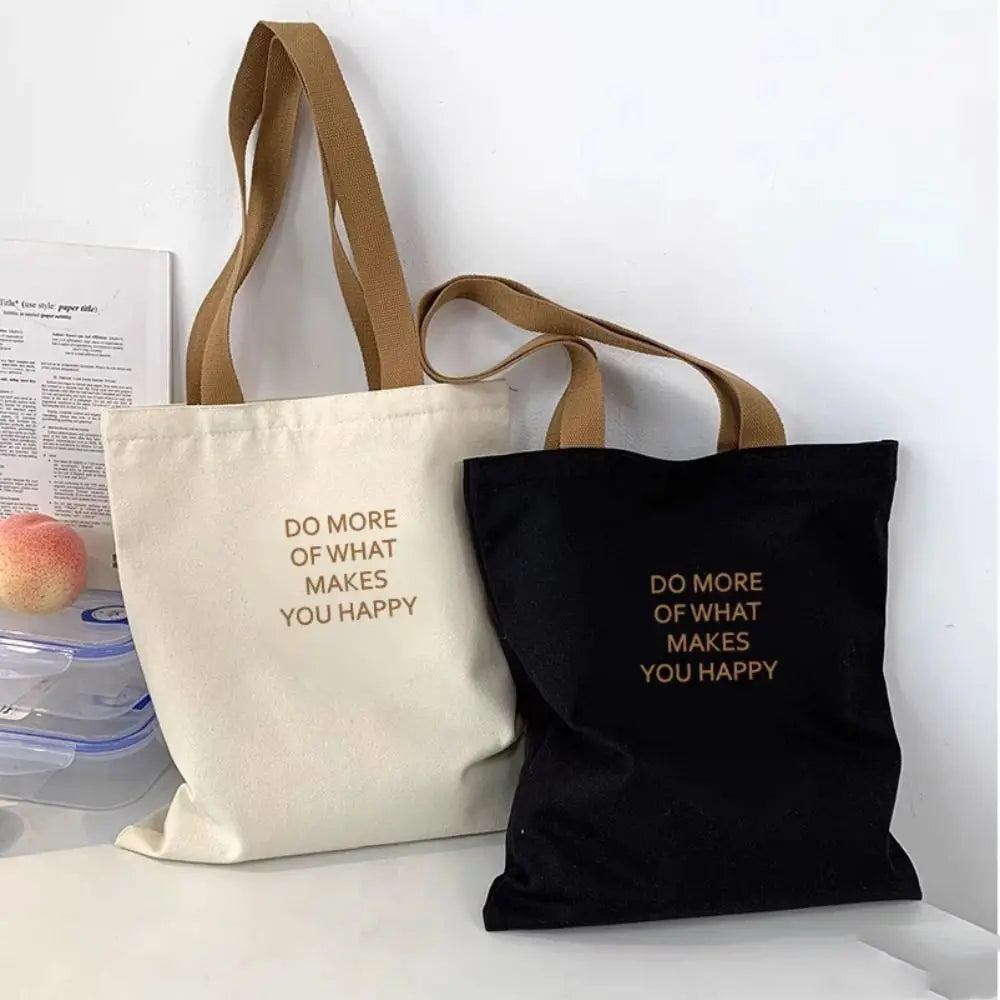 Trendy Canvas Tote Bag High Capacity Eco Reusable Bag Shopper Bags Girl Power Shoulder Strap Underarm Bags for Ladies