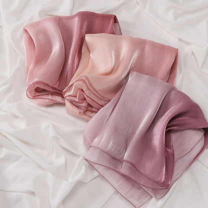 Two-color Shimmer Shiny Satin Hijab Crinkle Scarves Shawl Women Muslim Hijab Crepe Bandana Islamic Shimmer Silk Hijab