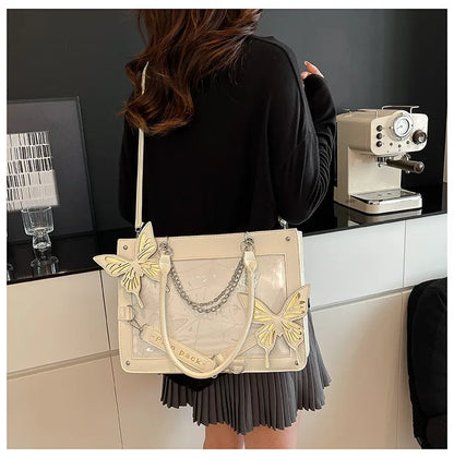 Sweet Y2k Lolita Butterfly Chain Shoulder Bags Trendy Gothic Harajuku Ita Bag Japanese Chic Women Transparent Handbags Crossbody