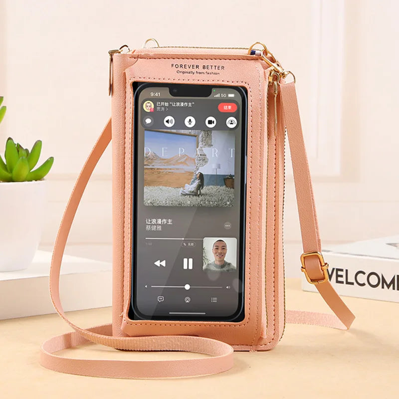 Women Crossbody Bags Touch Screen Cell Phone Purse 2023 Fashion Shoulder Bag Mobile Mini Wallet Card Holder Handbag for Female