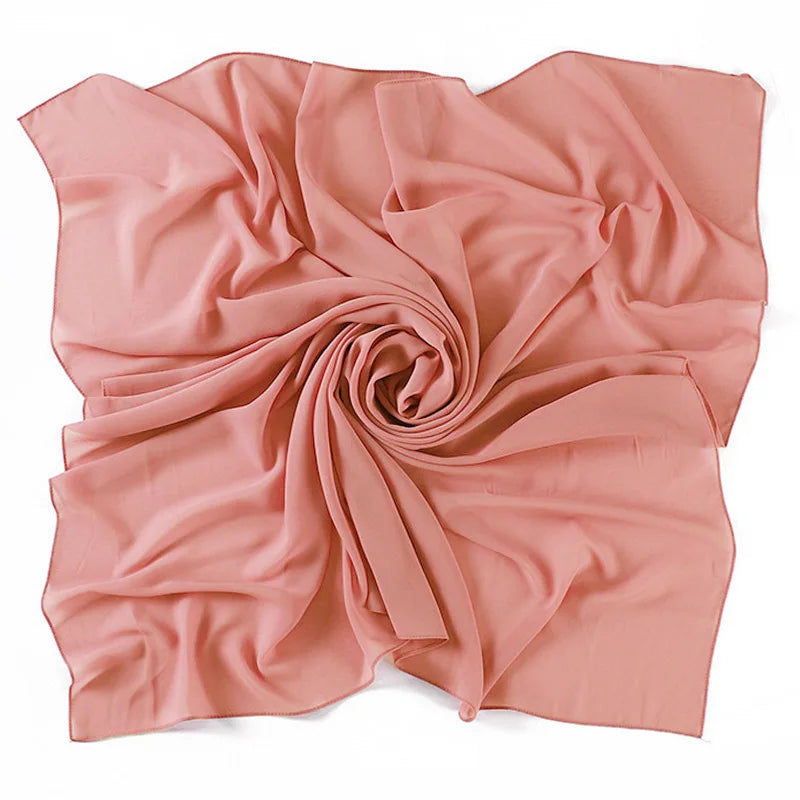 90*90CM Headwrap Heavy Chiffon Square Scarf Muslim Hijabs Women Underscarf Fashion Casual Plain Color Hijab