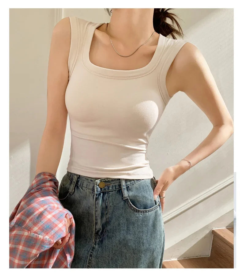 New Seamless Built-in Bra Tank Top for Women Sports Bra & Summer Sleeveless Shirt, Breathable Workout Vest with T-Shirt Combo