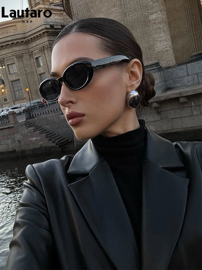Lautaro Autumn Long Black Fitted Pu Leather Trench Coat for Women Shoulder Pads Single Breasted Luxury Elegant Blazer Overcoat