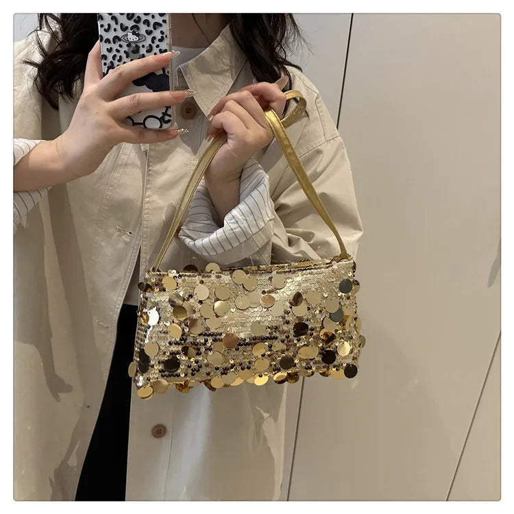 Sequin Evening Party Shoulder Bags for Women Lightweight Portable Ladies strap Crossbody Bag Solid Color fashion Female Handbag