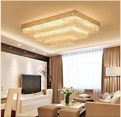 Manufacturers Wholesale Chandelier Lamp Suspend Lobby Gold Hanging Rectangular Living Room Bedroom Restaurant LED Ceiling Lights
