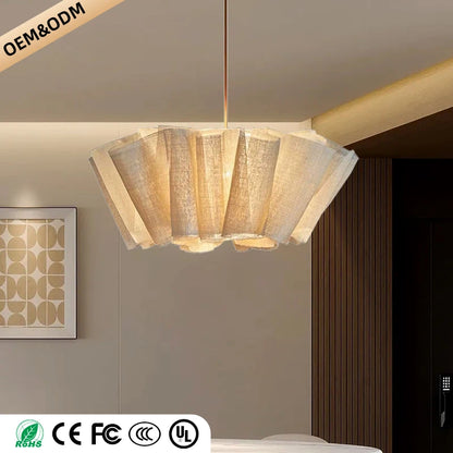 Wabi Sabi Chandelier Handmade Fabric LED Pendant Lights Vintage Living Room Study Clothes Shop Restaurant Designer Hanging Light