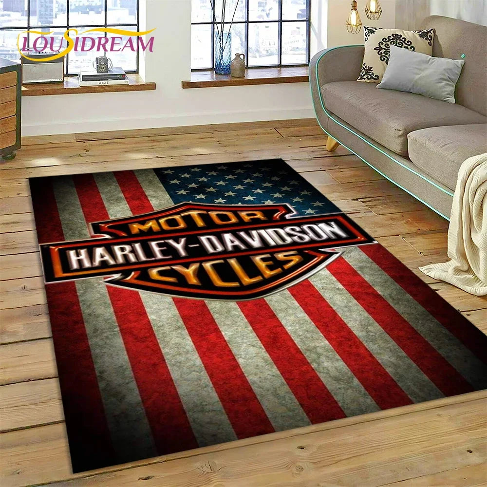 27 Style Harley-y Motorcycle Logo Rug Carpet for Living Room Bedroom Home Decor,floor Mat Non-slip for Sofa Doormat Gift kids