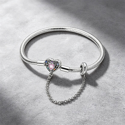 2026 Hot Selling 925 Silver Heart Shaped Buckle Snake Chain Sparkling Zircon Original Bracelet Women Fashionable Luxury Jewelry