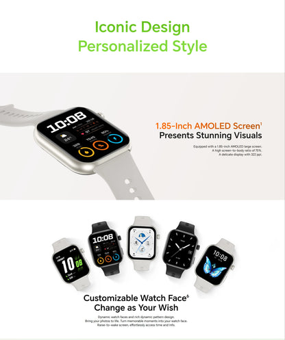 HONOR CHOICE Watch 2i Global Version 14-Day Long Battery life 1.85" AMOLED Screen Smart Watch Bluetooth Call on Watch