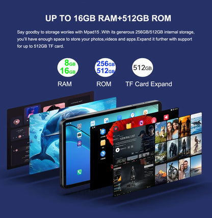 Mpad 15 Ultra Large Screen Android 15 Tablet PC 14 Inch 16+512GB 5G WiFi GPS Phone Call Capability Google Play Compatible Laptop