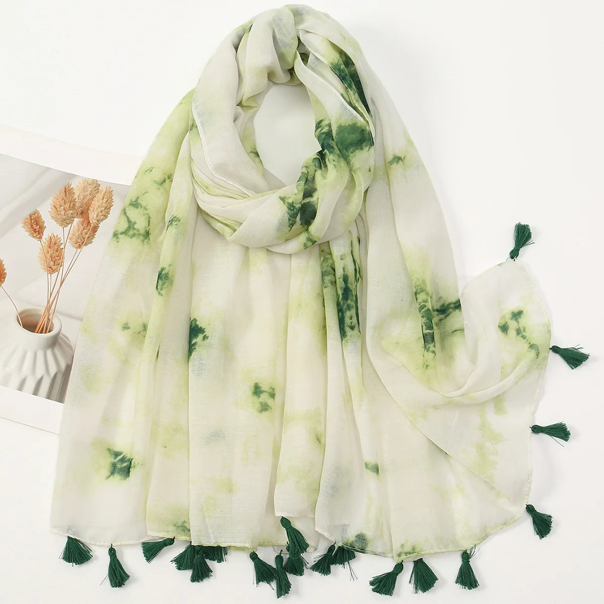 2025 Japanese Boho Linen Scarf: Vintage Floral Print Patchwork Shawl - Sun Protection Fringe Wrap Women