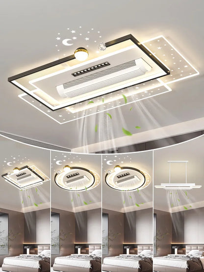 LED Bladeless Fan Light, Living Room Light, Modern Minimalist Smart Remote Control, Master Bedroom Study Ceiling Light 110V/220V