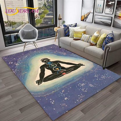 Naturalize Yoga Meditation Rainbow 7 Chakra Soft Carpet Rug for Home Living Room Bedroom Sofa Doormat Decor, Non-slip Floor Mat